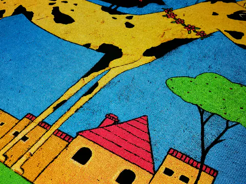 Close up of a simulated process screen print
