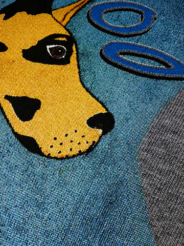 Colorful screen-printed artwork shown in close detail